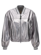 Silver Leather Bomber