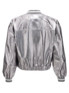 Silver Leather Bomber