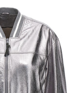 Silver Leather Bomber