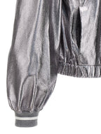 Silver Leather Bomber