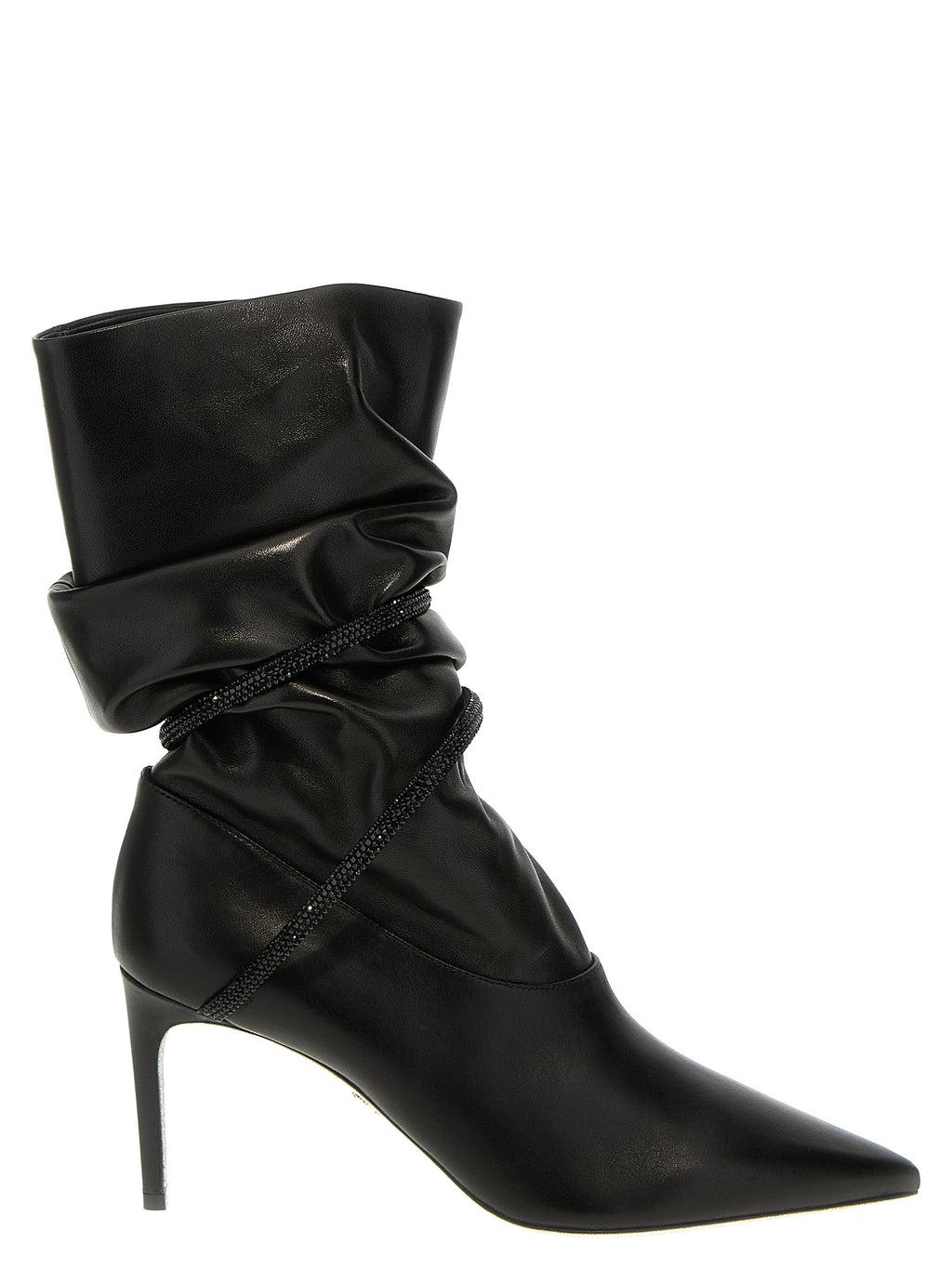 Black Lamb Leather Ankle Boots