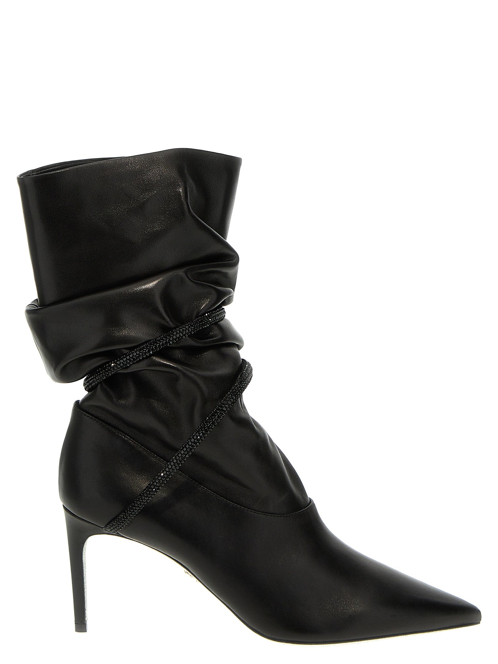 Black Lamb Leather Ankle Boots