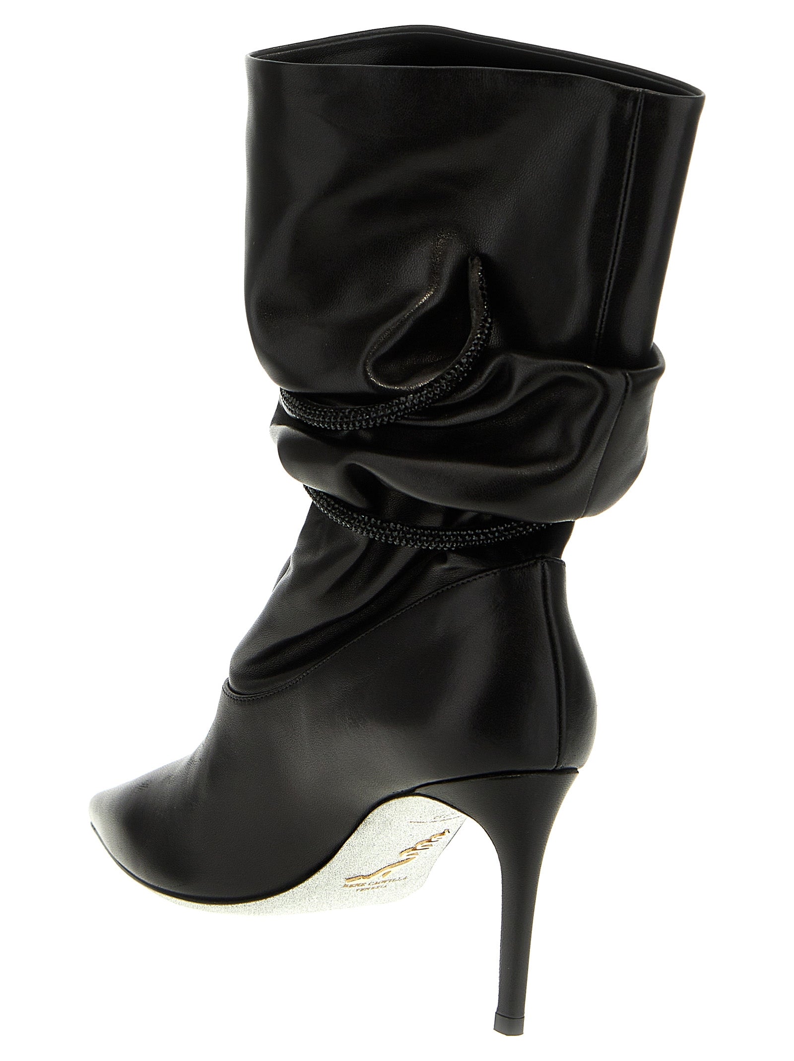 Black Lamb Leather Ankle Boots