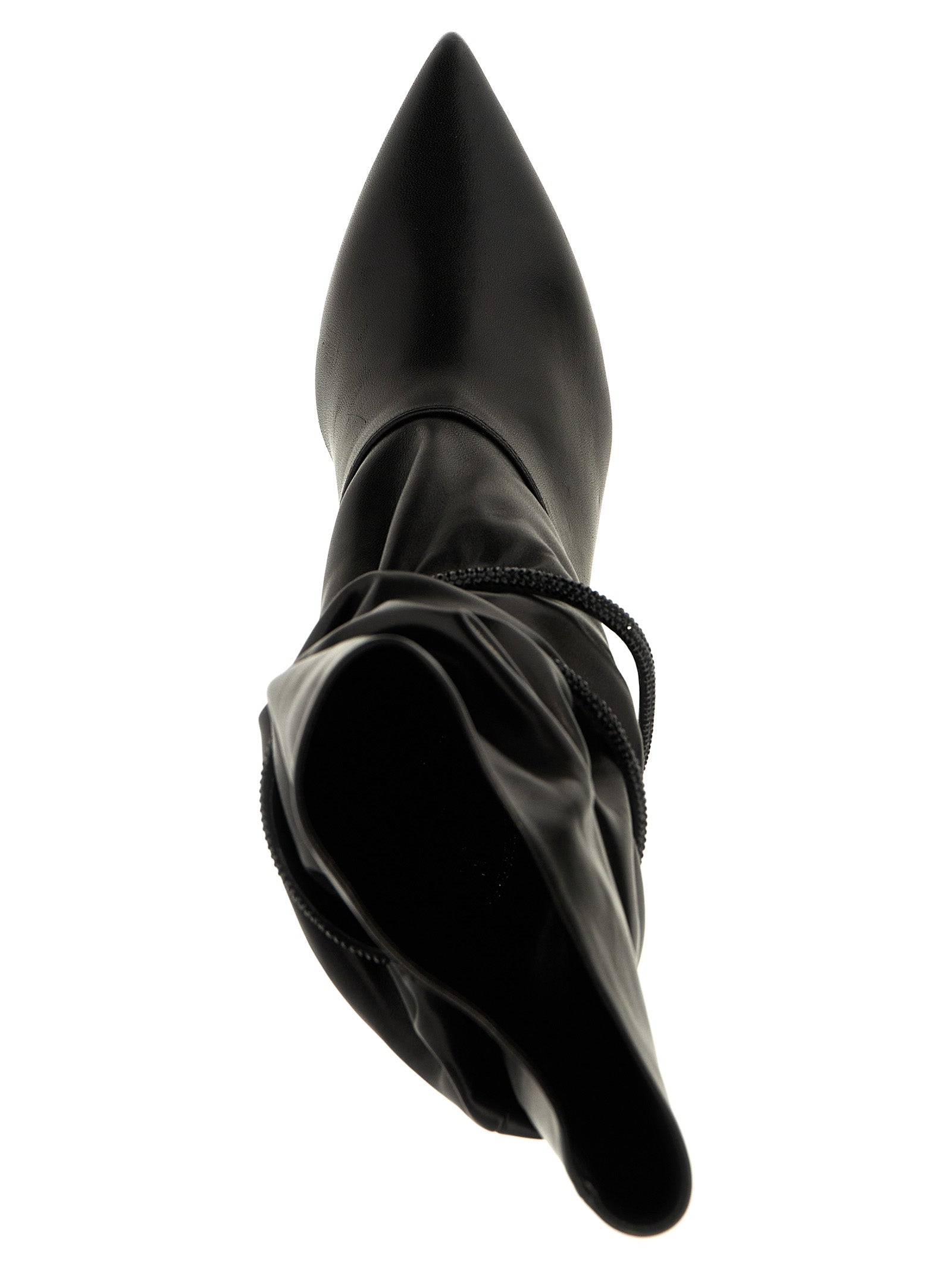 Black Lamb Leather Ankle Boots