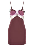 Purple Viscose Short Dress