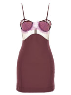 Purple Viscose Short Dress
