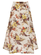 Multicolor Linen Midi Skirt