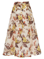 Multicolor Linen Midi Skirt