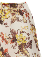 Multicolor Linen Midi Skirt