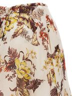 Multicolor Linen Midi Skirt