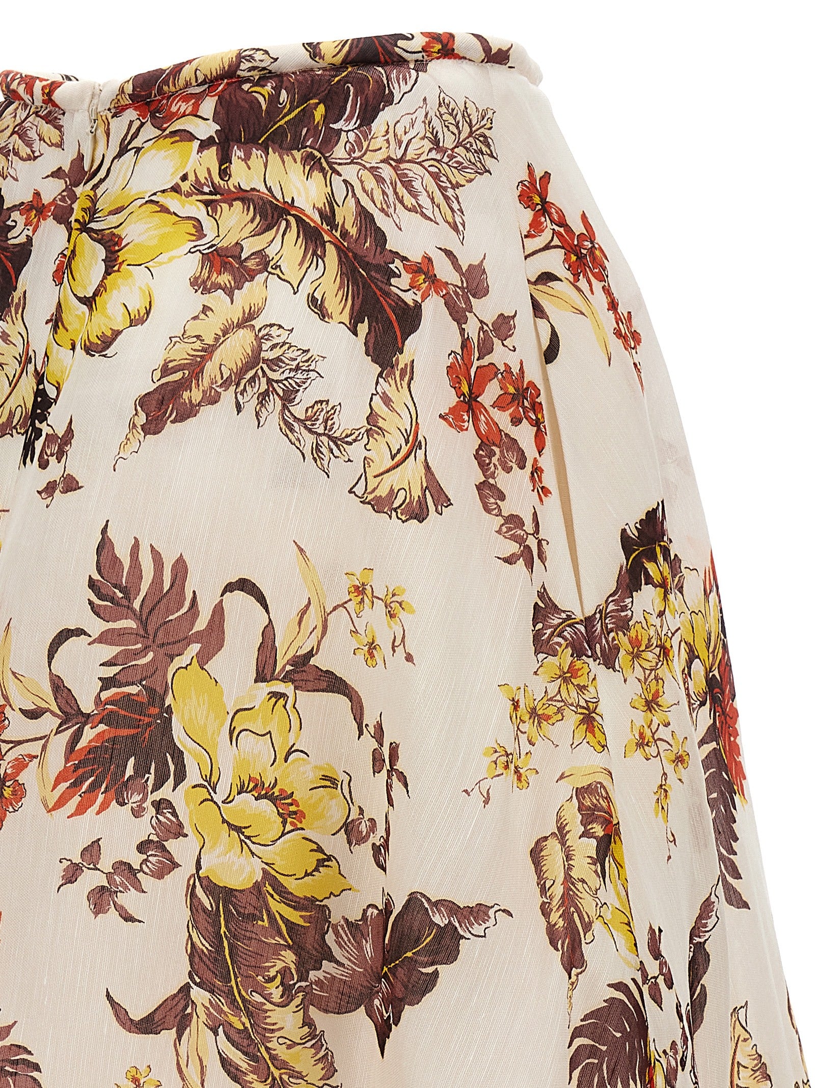 Multicolor Linen Midi Skirt