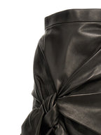 Black Lamb Leather Long Skirt