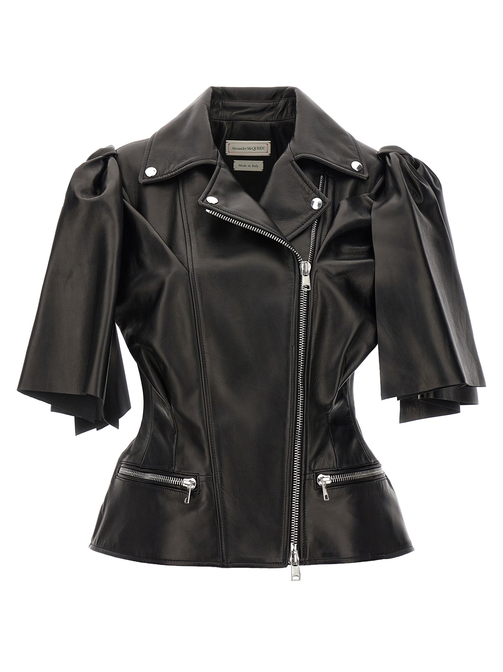 Black Lamb Leather Sleeveless Jacket
