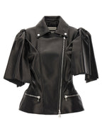 Black Lamb Leather Sleeveless Jacket