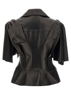 Black Lamb Leather Sleeveless Jacket