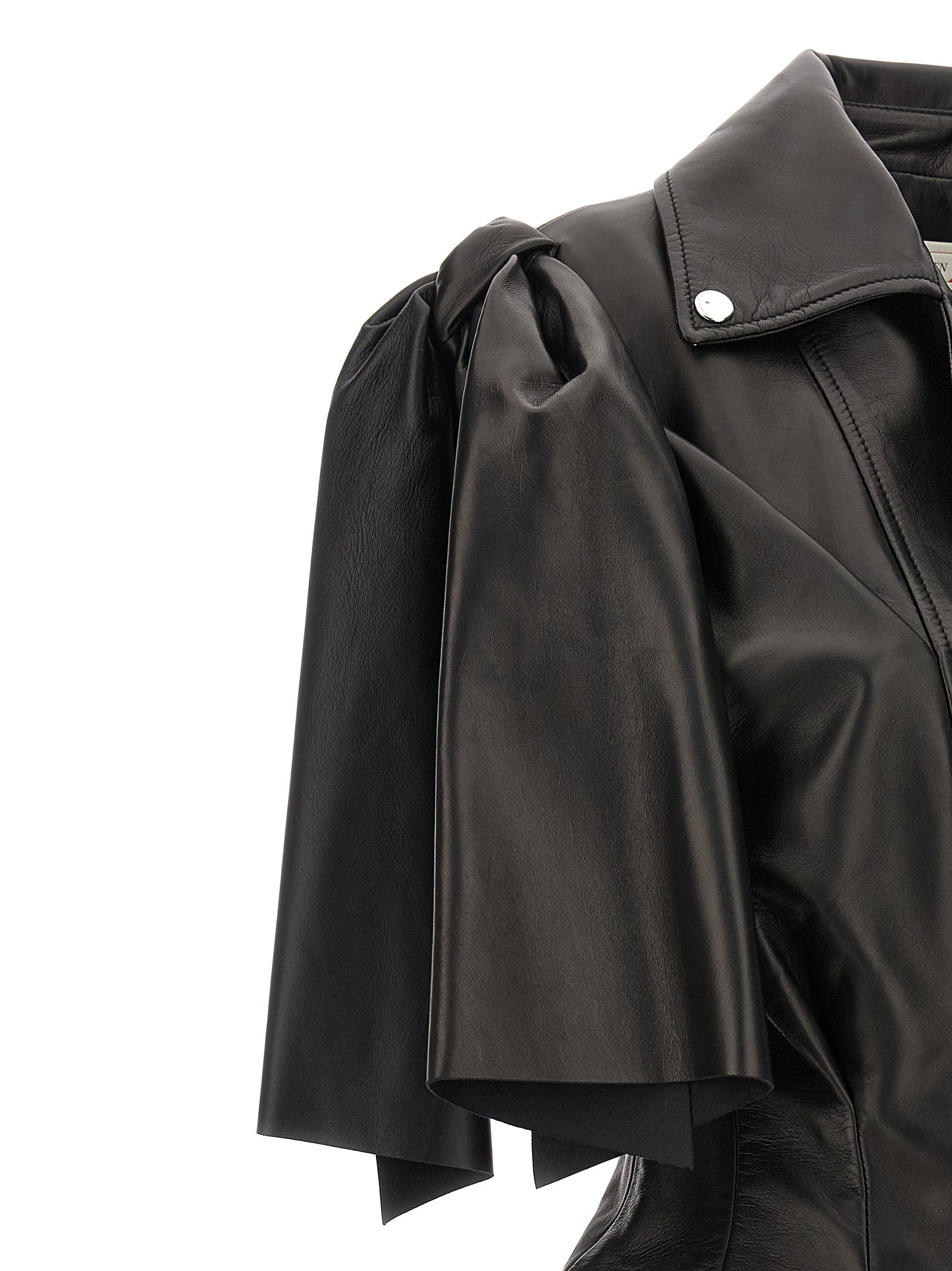 Black Lamb Leather Sleeveless Jacket