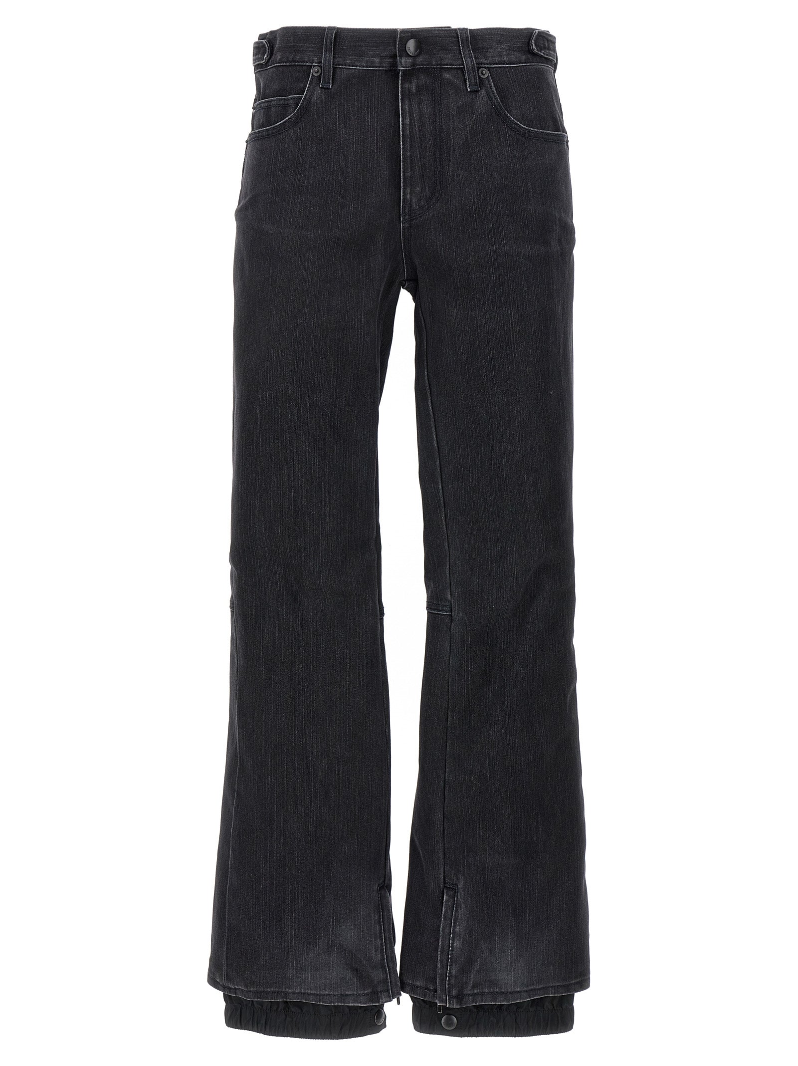 Black Cotton Flared Jeans