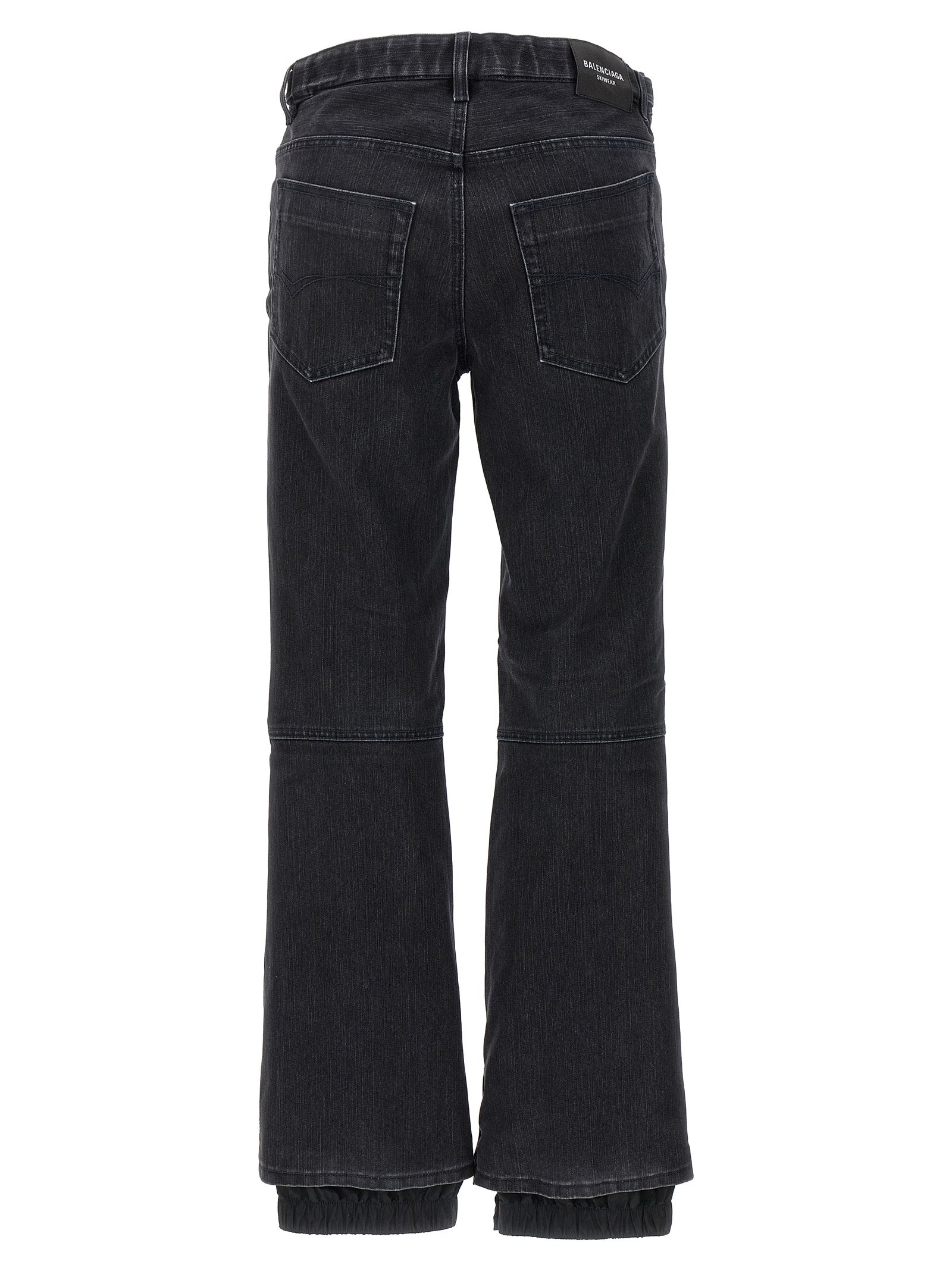 Black Cotton Flared Jeans