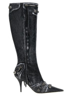 Black Lamb Leather Over The Knee