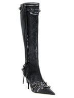 Black Lamb Leather Over The Knee