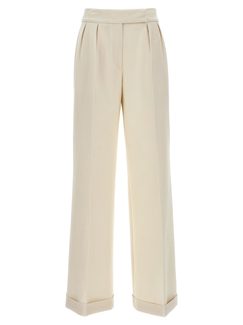 White Virgin Wool Casual Pants
