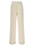 White Virgin Wool Casual Pants