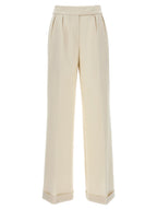 White Virgin Wool Casual Pants