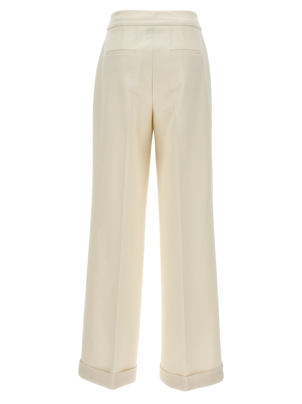 White Virgin Wool Casual Pants