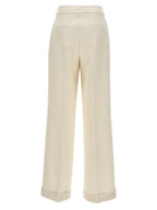 White Virgin Wool Casual Pants