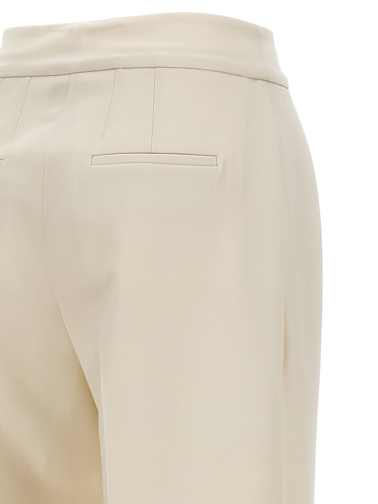 White Virgin Wool Casual Pants