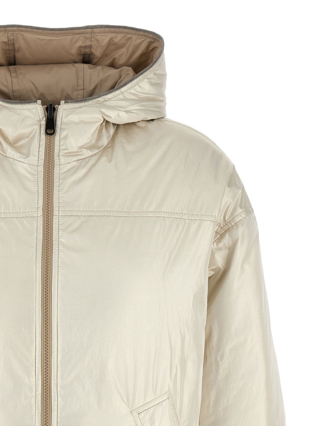 Beige Polyester Full-Length Jacket