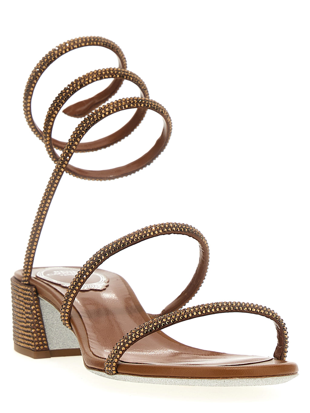 Brown Satin Flat Sandals
