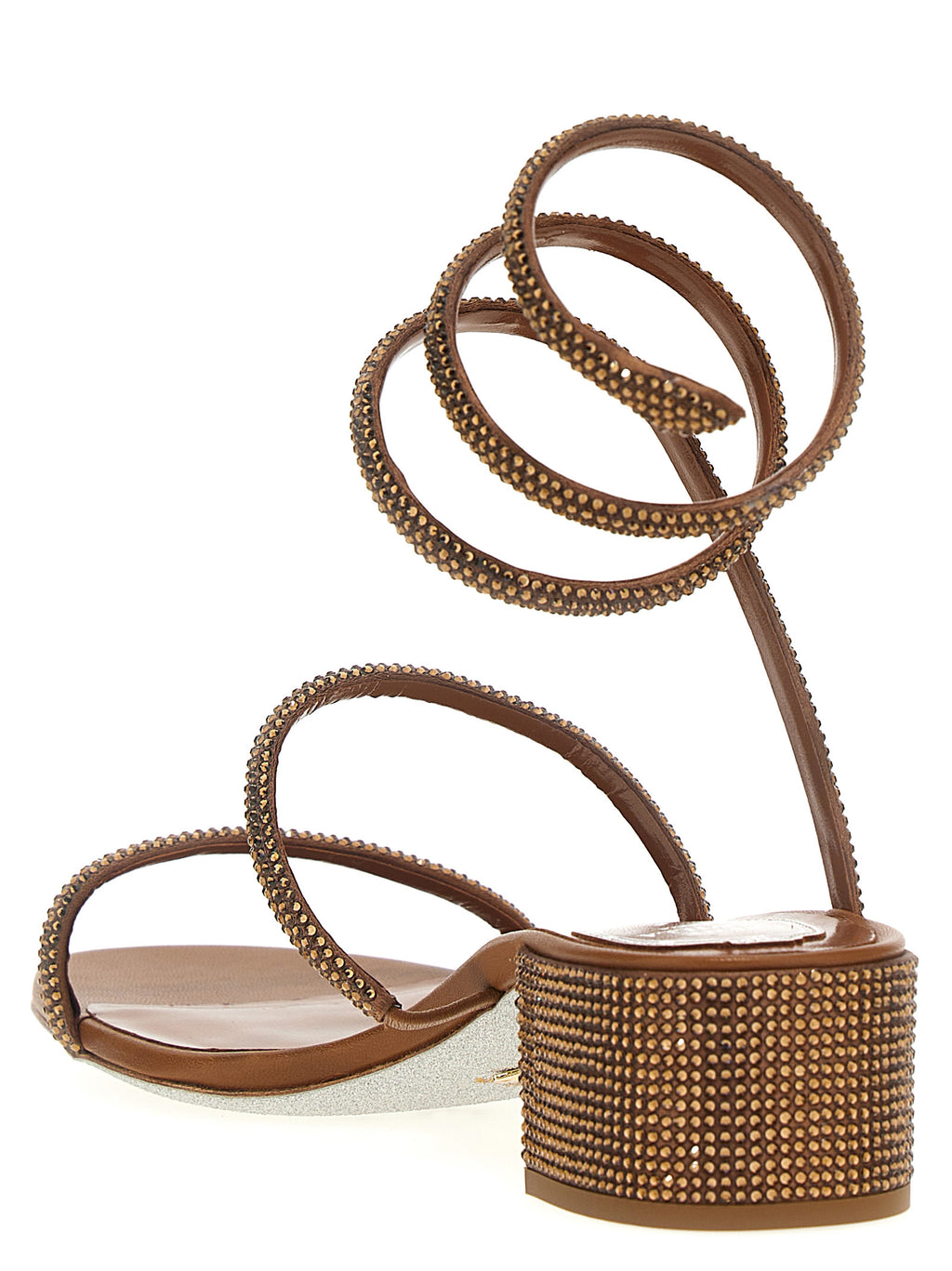 Brown Satin Flat Sandals