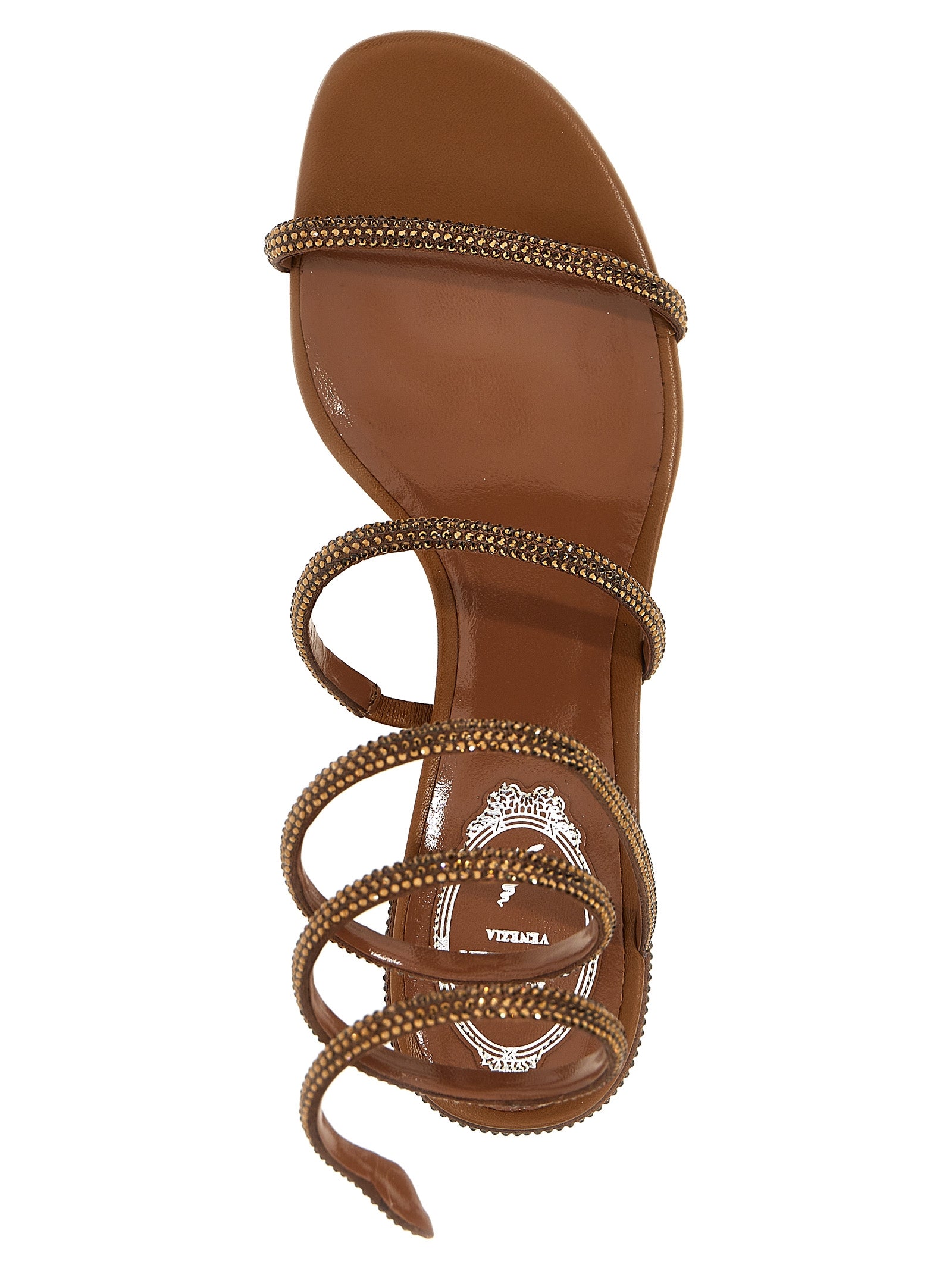 Brown Satin Flat Sandals