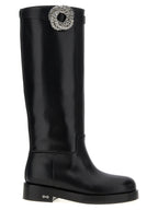 Black Calfskin Over The Knee