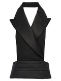 Black Silk Sleeveless Jacket