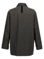 Brown Polyester Full-Length Jacket