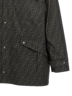 Brown Polyester Full-Length Jacket