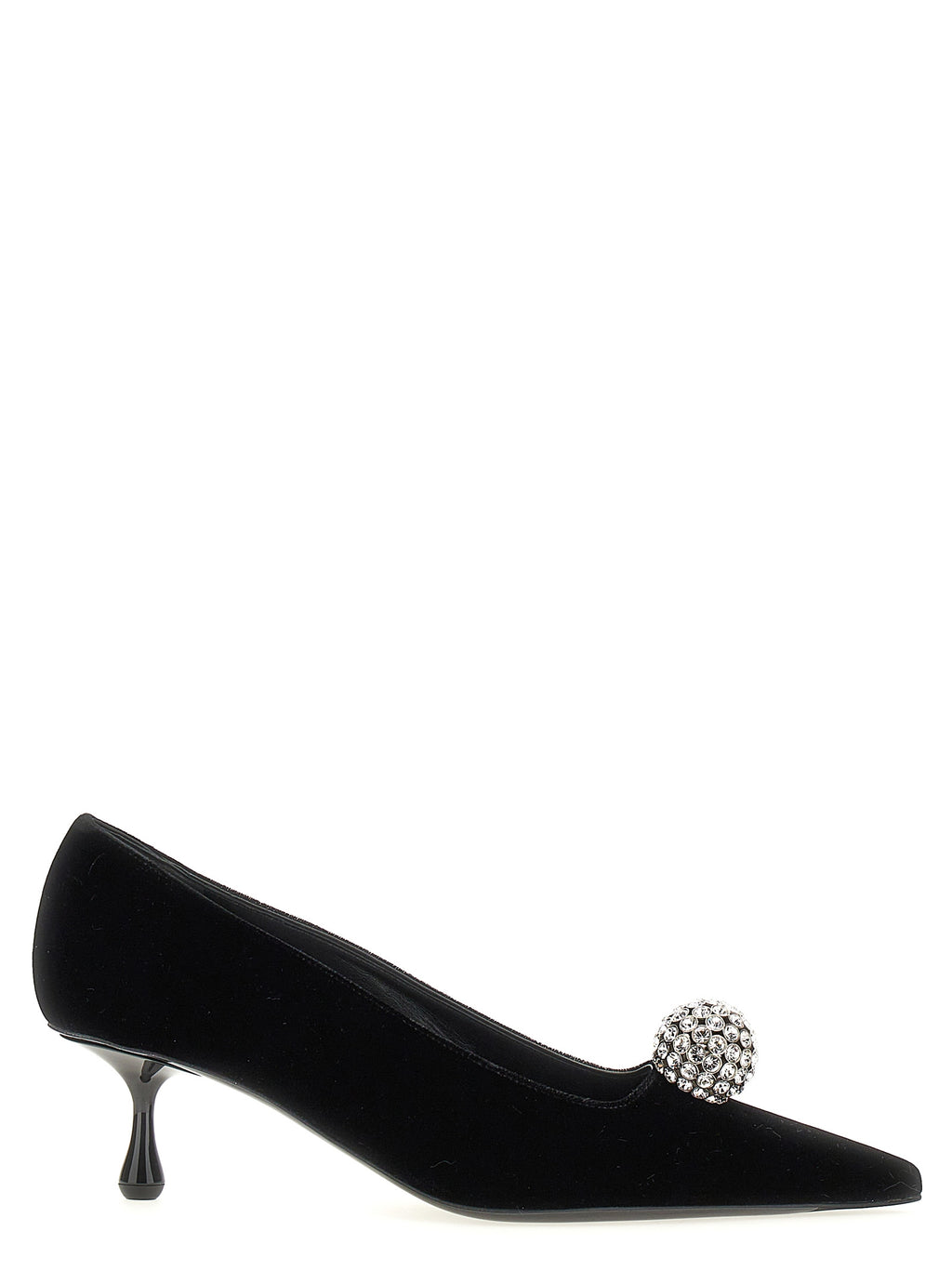 Black Textile Mid Heel Pumps