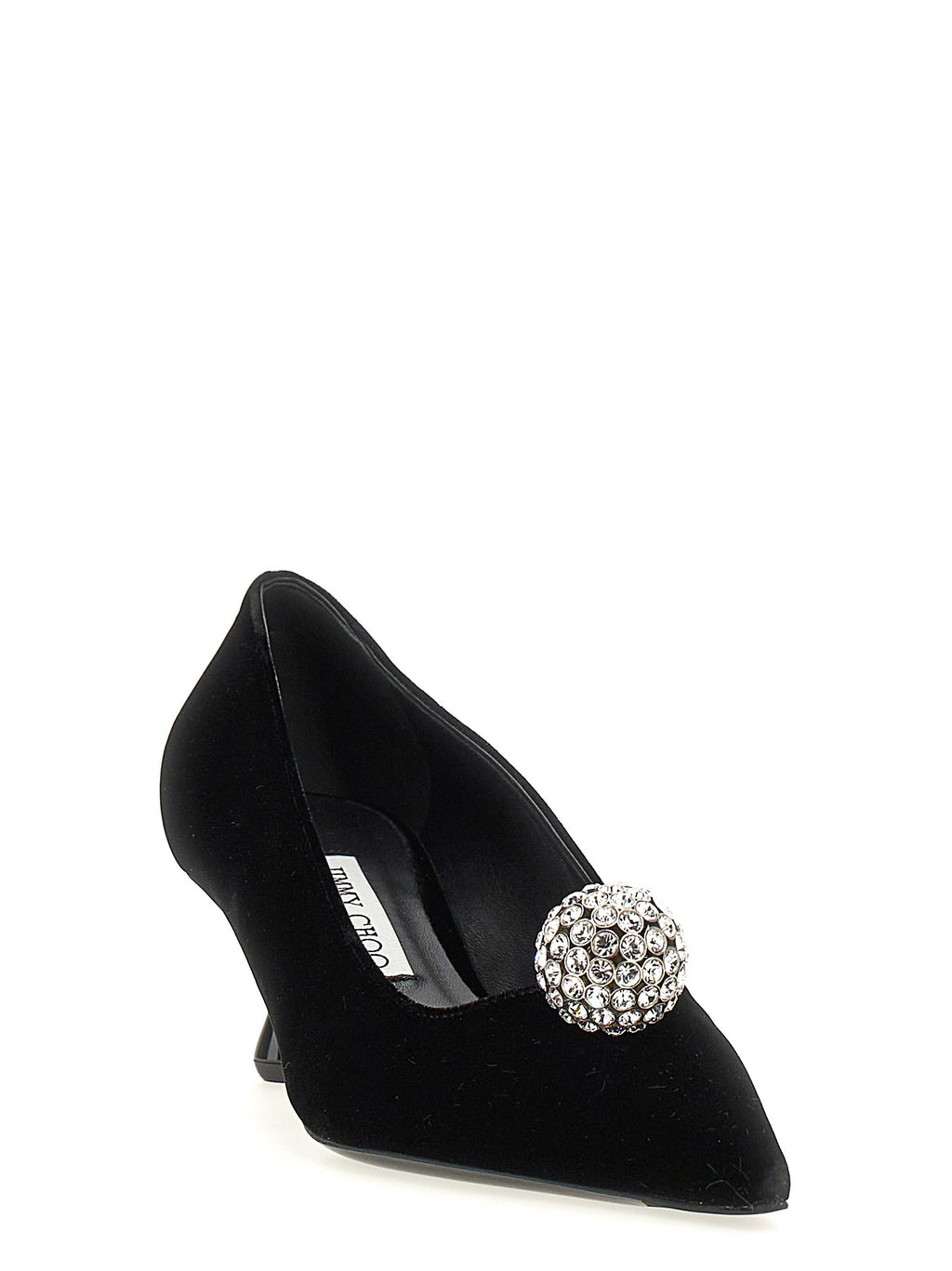 Black Textile Mid Heel Pumps