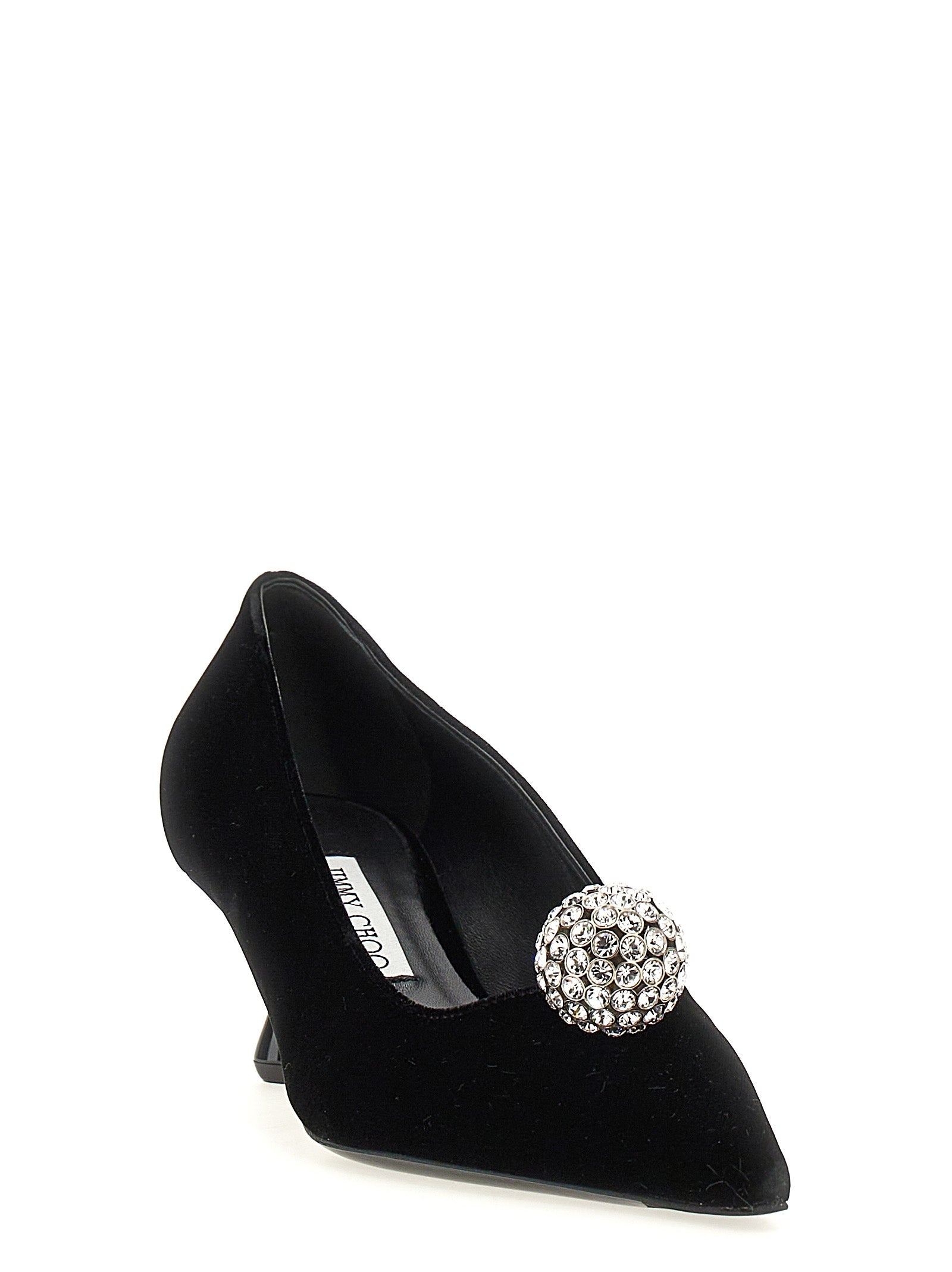 Black Textile Mid Heel Pumps