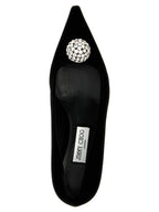 Black Textile Mid Heel Pumps