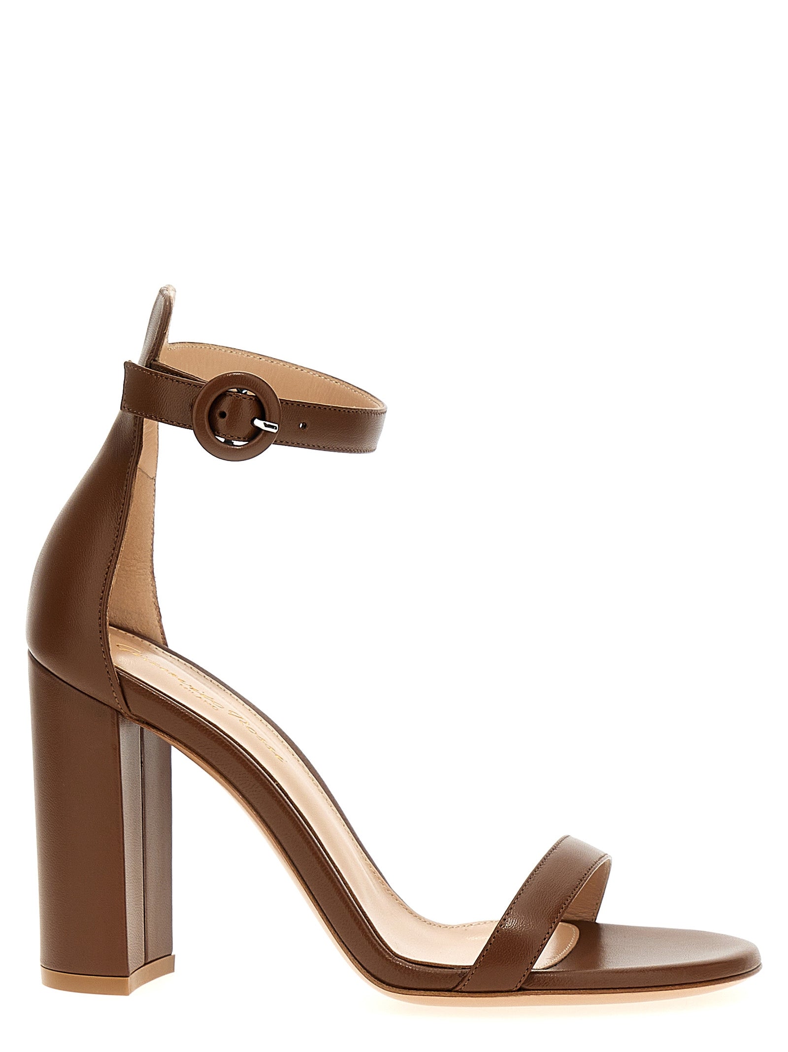 Brown Goatskin Stiletto Heel Sandals