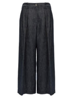 Blue Cotton Casual Pants
