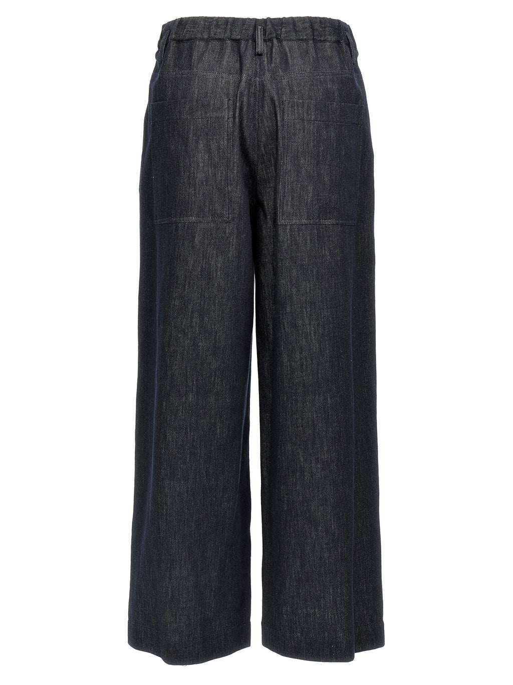 Blue Cotton Casual Pants
