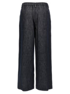 Blue Cotton Casual Pants