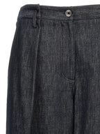 Blue Cotton Casual Pants