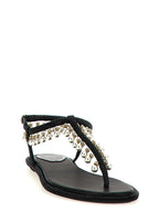 Black Viscose Flat Sandals