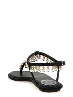 Black Viscose Flat Sandals
