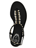 Black Viscose Flat Sandals